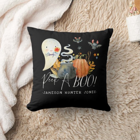 Piep-Kijk | Monogram Kleine Geest Halloween Kussen (Deken)