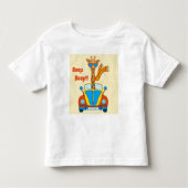 Piep! Leuke Giraffe in auto Kinder Shirts (Voorkant)