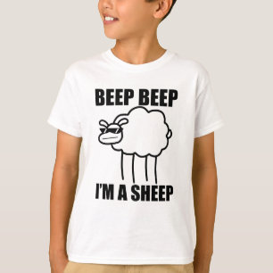 Piep. Piep. Ik ben een schaap. Ik zei piep piep, i T-shirt