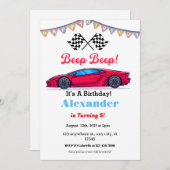 Piep Piep Rode Race Auto Verjaardag Kaart (Voorkant / Achterkant)