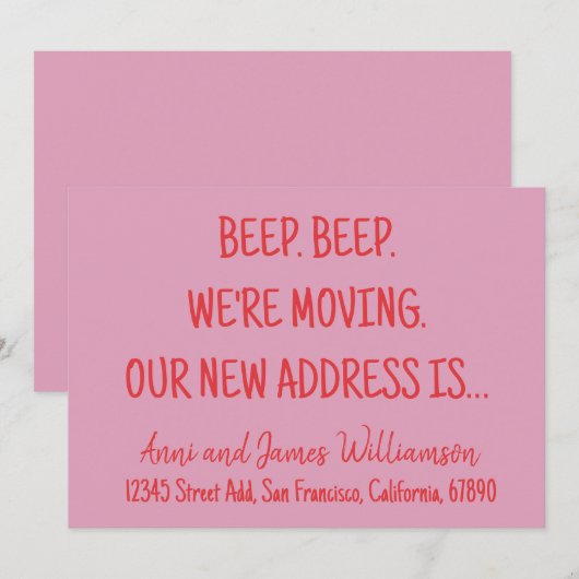 Piep. Piep. We gaan verhuizen. Ons nieuwe adres ve Aankondiging (Voorkant / Achterkant)