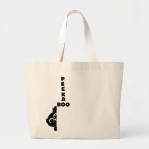 Piep-piep Zwarte Kat   Knuffel Minimalistische Kat Grote Tote Bag
