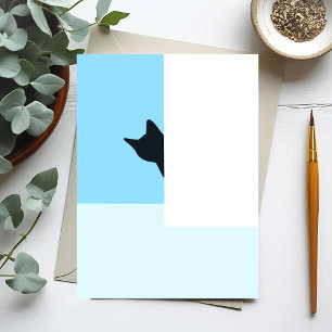 Piep   Schilderij van kat die om de hoek gluurt Briefkaart