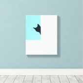 Piep | Schilderij van kat die om de hoek gluurt Canvas Afdruk (Insitu (Houten vloer))