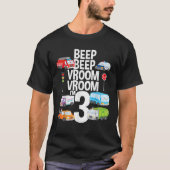 Piep Vroom I m 3 Vrachtwagens Thema Verjaardagscad T-shirt (Voorkant)