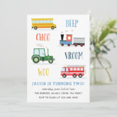 Piep Vroom Woe Tractor Kinderverjaardagsfeestje  Kaart (Staand voorkant)