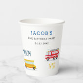 Piep Vroom woo Vliegtuig2 verjaardagsfeestje Papie Papieren Bekers (Achterkant)