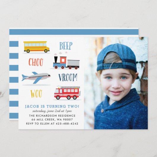 Piep Vroom woo Vliegtuig verjaardagsfeestfoto Kaart (Voorkant / Achterkant)