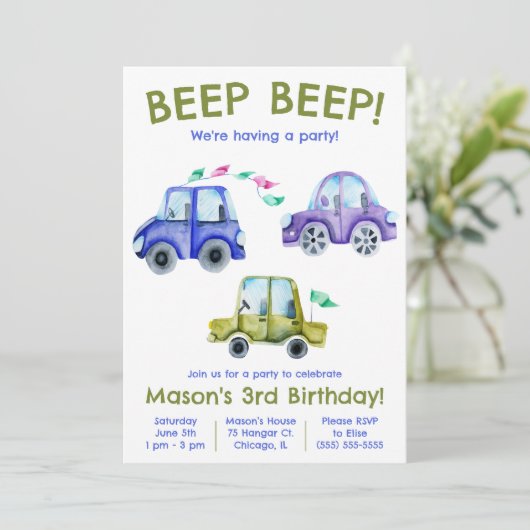 Piep! Waterverf auto, Voertuigdag Kaart (Staand voorkant)