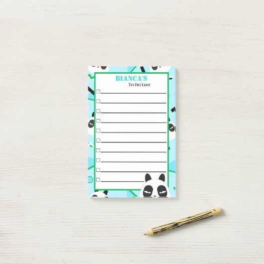 Piepblauw Panda Beer Post-it® Notes (Op bureau)