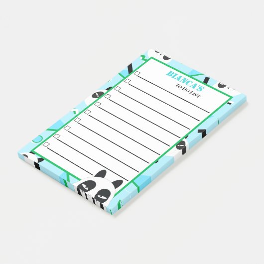 Piepblauw Panda Beer Post-it® Notes (Schuin)