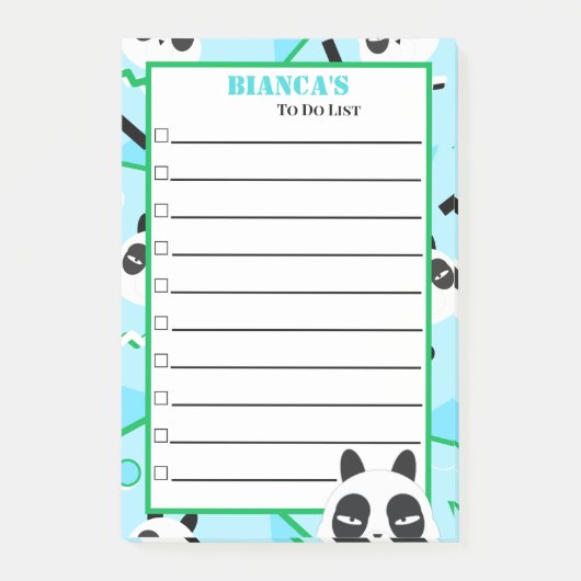 Piepblauw Panda Beer Post-it® Notes (Voorkant)