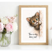 Piepend Kitty Muurkunst Grappige Badkamer Kat Prin Poster