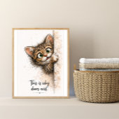 Piepend Kitty Muurkunst Grappige Badkamer Kat Prin Poster