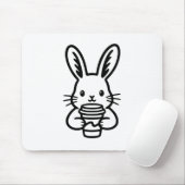 Piepend konijn met koffiekopje muismat (Met muis)