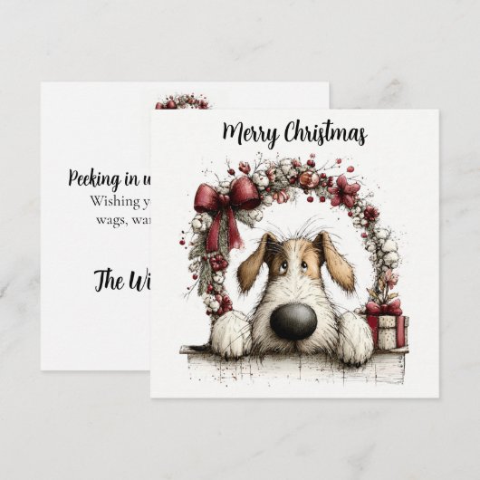 Piepende Pup & Kerstkrans Feestdagenkaart (Voorkant / Achterkant)
