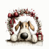 Piepende Pup & Kerstkrans Feestdagenkaart