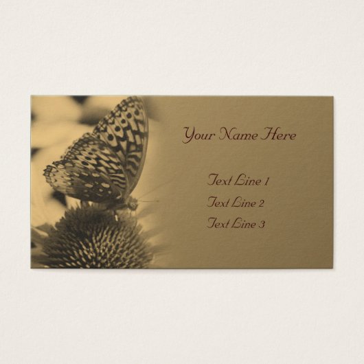 Piepende sepia Butterfly op Natuur van de ventilat Visitekaartjes (Voorkant)