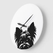 Piepende Yorkie Zwart-Wit Wandklok (Hoek)