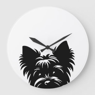 Piepende Yorkie Zwart-Wit Wandklok