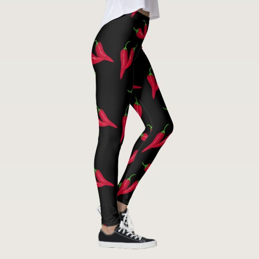 Piepjes met zwarte rode Spaanse peper Leggings (Rechts)
