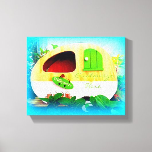 piepklein huis zigeunercaravan blauw Thunder_Cove Canvas Afdruk (Voorkant)