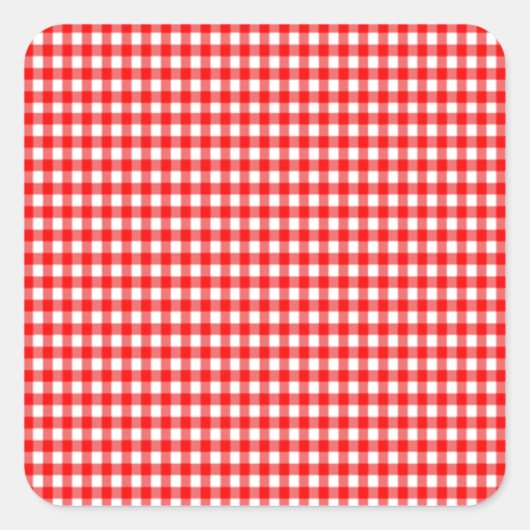 piepkleine cheque rood en wit Gingham Vierkante Sticker (Voorkant)
