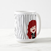 PIEPKLEINE MOEDER | Grappig Gezicht(en) Gestreepte Koffiemok (Voorkant rechts)