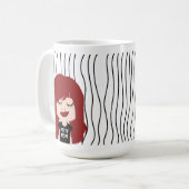 PIEPKLEINE MOEDER | Grappig Gezicht(en) Gestreepte Koffiemok (Voorkant links)