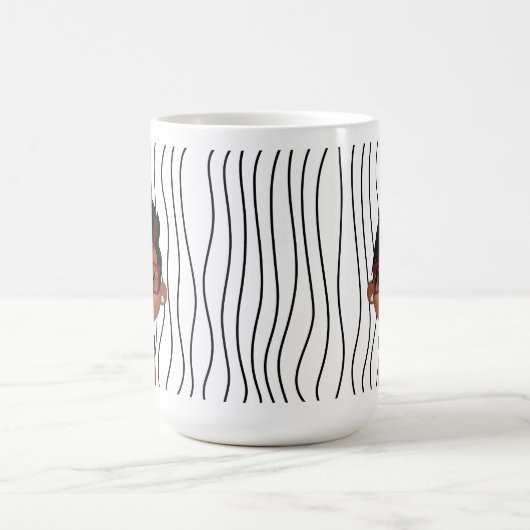 PIEPKLEINE MOEDER | Grappig Gezicht(en) Gestreepte Koffiemok (Center)