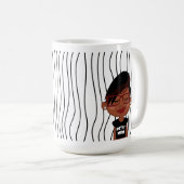 PIEPKLEINE MOEDER | Grappig Gezicht(en) Gestreepte Koffiemok (Voorkant rechts)