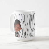 PIEPKLEINE MOEDER | Grappig Gezicht(en) Gestreepte Koffiemok (Voorkant links)