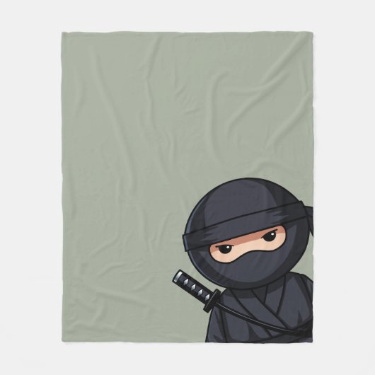 Piepkleine ninja op saliegroen fleece deken (Voorkant)