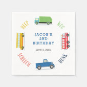 Piepschreeuw blauw vrachtwagen verjaardagsfeestje servet (Voorkant)