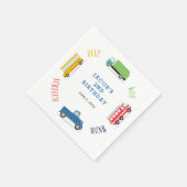 Piepschreeuw blauw vrachtwagen verjaardagsfeestje servet (Hoek)