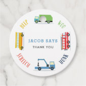 Piepschreeuw woo blauw verjaardagsfeestje bedankjes labels (Voorkant)