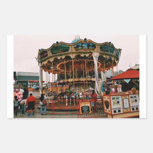 Pier 39 San Francisco, California Carrousel Sticke Rechthoekige Sticker (Voorkant)