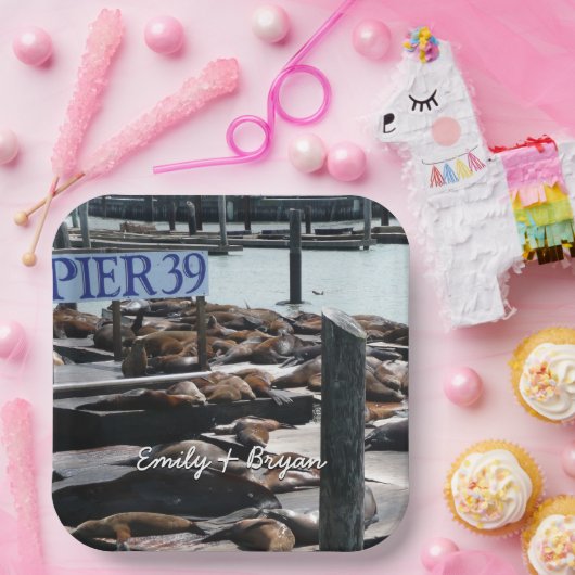 Pier 39 Zee leeuwen Papieren Bordje (Feest)