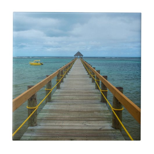 Pier aan de kust van Koral, Fiji Tegeltje (Voorkant)