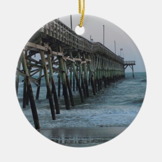 Pier and Waves - Oak Island, North Carolina Keramisch Ornament (Voorkant)