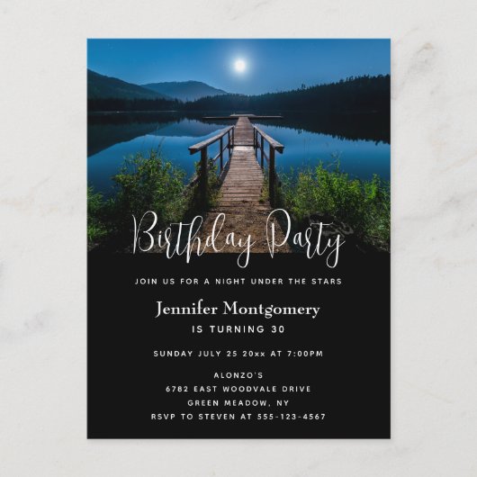 Pier bij nacht met de Volledige Uitnodiging van de (Voorkant)