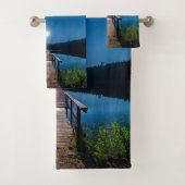 Pier bij nacht onder een volle maan bad handdoek (Insitu)