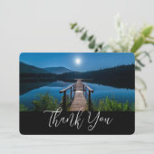 Pier bij nacht onder een volle maan bedankkaart (Staand voorkant)