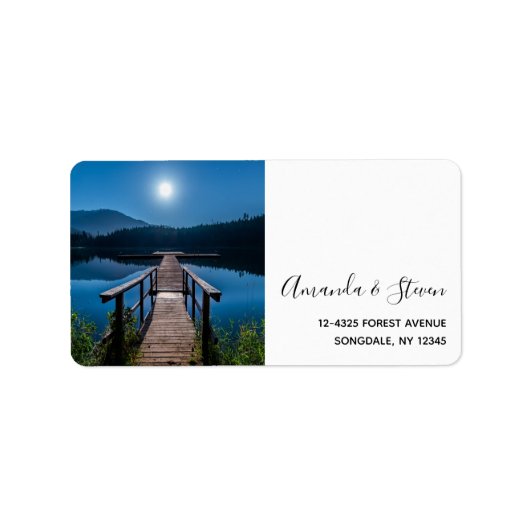 Pier bij nacht onder een volle maan etiket (Voorkant)