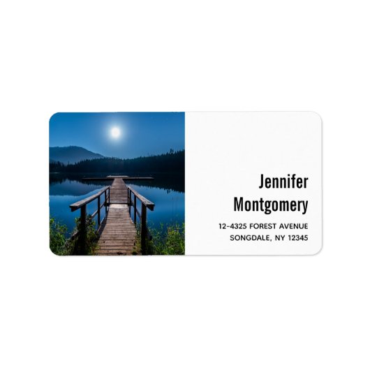 Pier bij nacht onder een volle maan etiket (Voorkant)