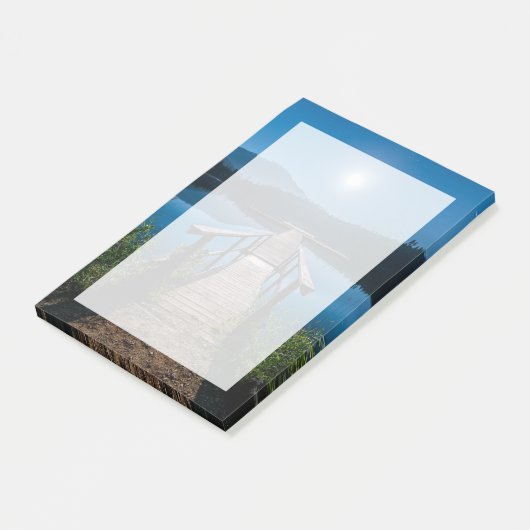 Pier bij nacht onder een volle maan post-it® notes (Schuin)