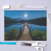 Pier bij nacht onder een volle maan tissuepapier (Craft)