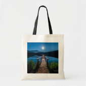 Pier bij nacht onder een volle maan tote bag (Voorkant)