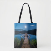 Pier bij nacht onder een volle maan tote bag (Voorkant)