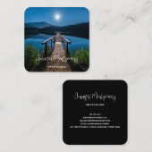 Pier bij nacht onder een volle maan vierkante visitekaartje (Voorkant / Achterkant)